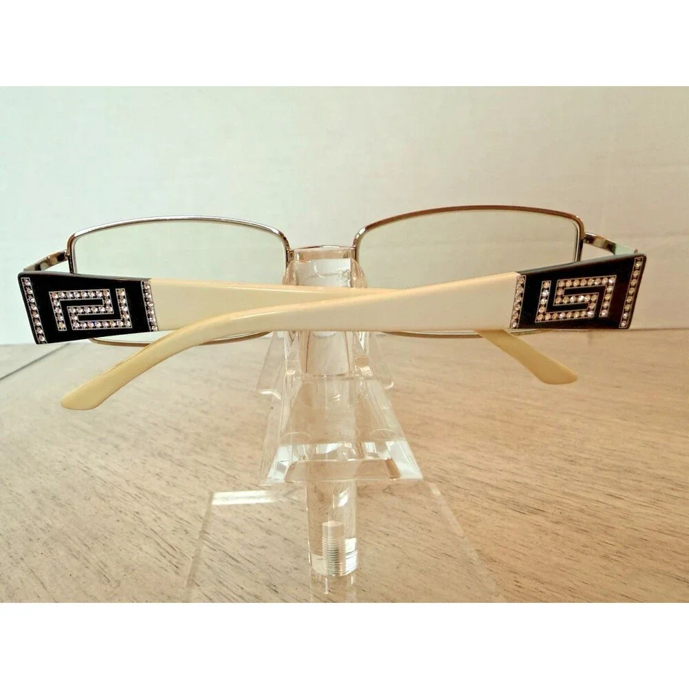 Versace 1163-B Rectangular Crystal Embellished Greek Key Temple Frames 52-16